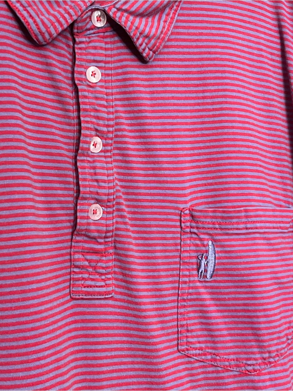 Men's Johnnie-O Striped Heathered Red & Blue Polo Shirt